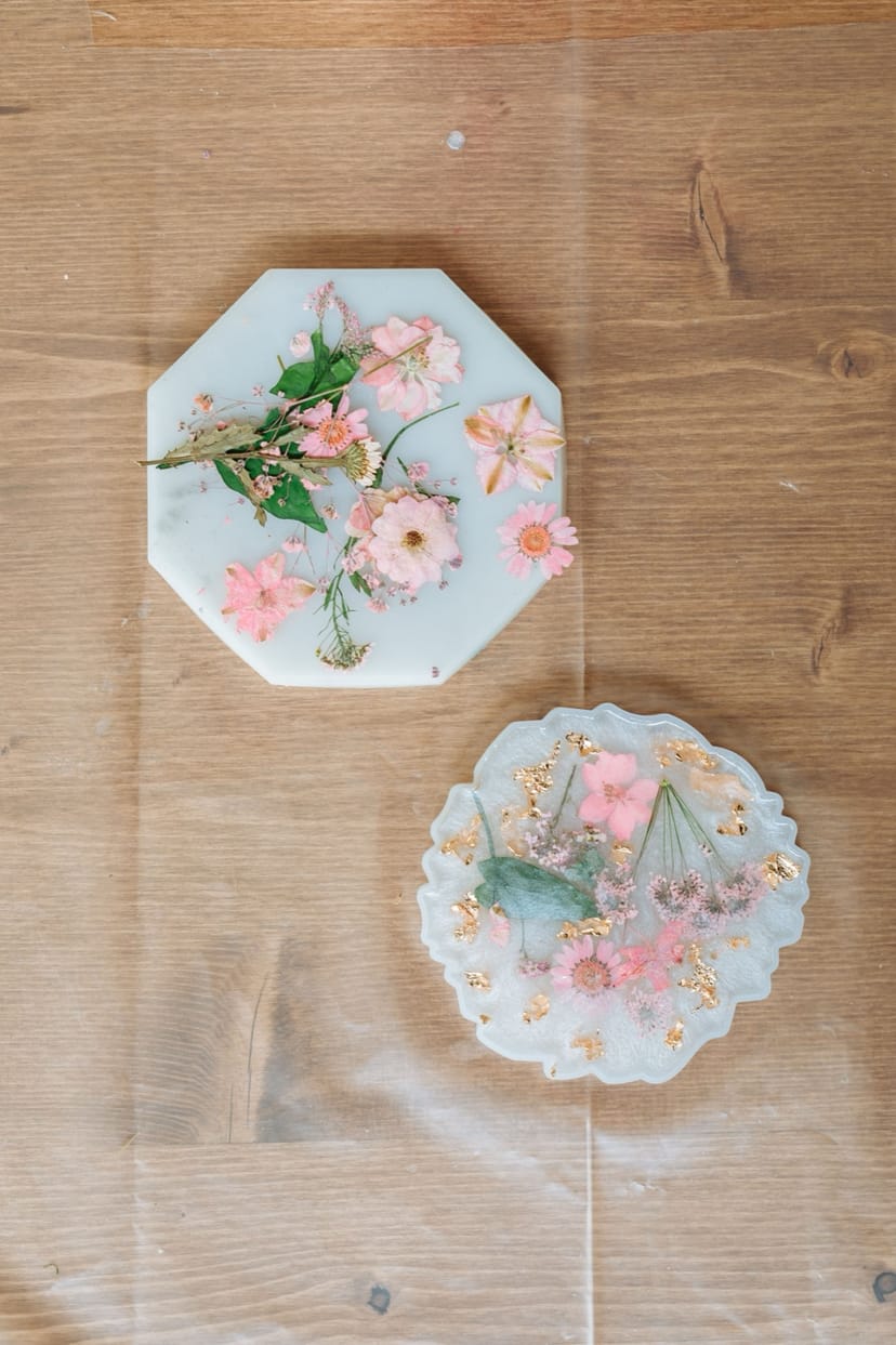 Floral Resin Coasters, Set of 2 - Image 1